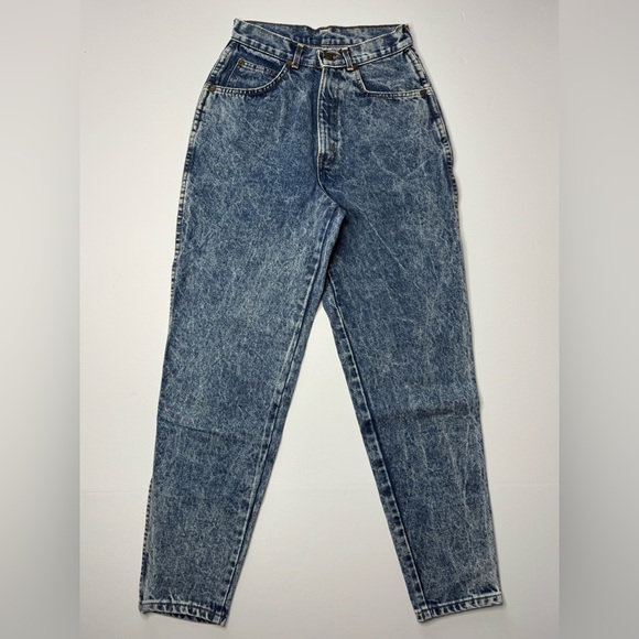 Vintage Chic Acid Wash Mom Jeans High Waisted Tapered Denim Women 8 - Picture 2 of 9